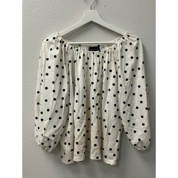 Premise Women's Blouse‎ White with Black Polka Dots Size Medium - Picture 1 of 7